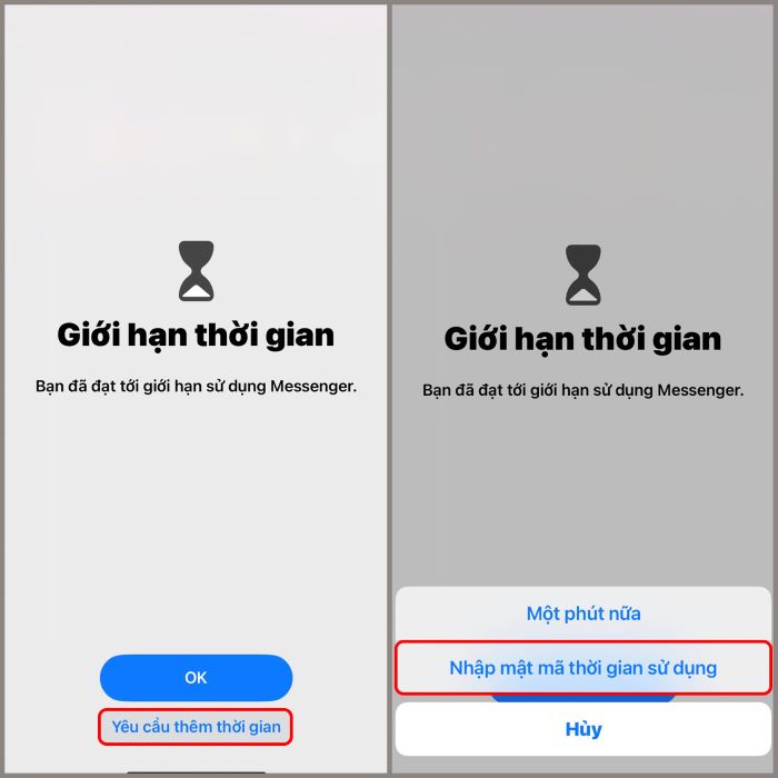 Chọn “Yêu cầu thêm thời gian”