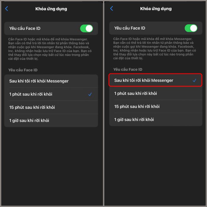Chọn thời gian bắt đầu khóa Messenger