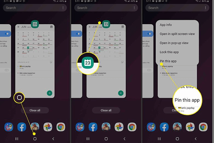 Chọn ứng dụng > “Ghim ứng dụng này”