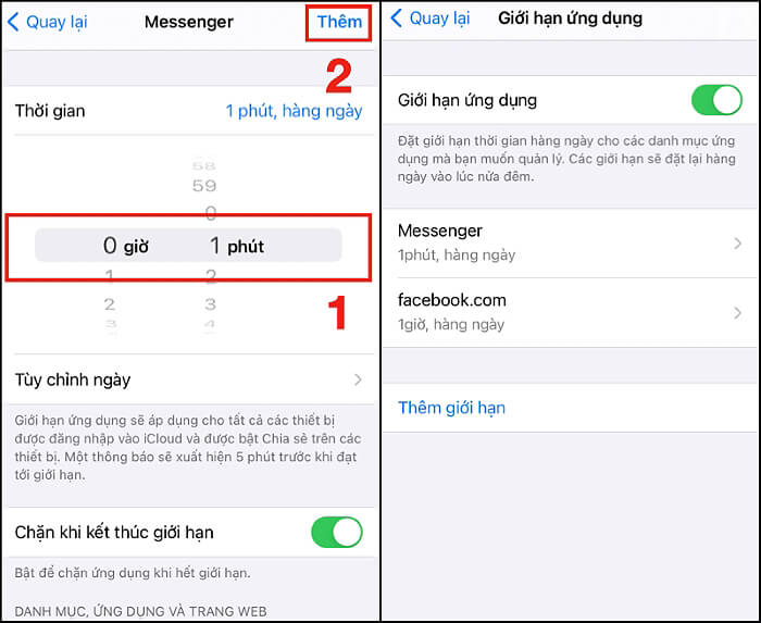 Chọn thời gian giới hạn hoạt động