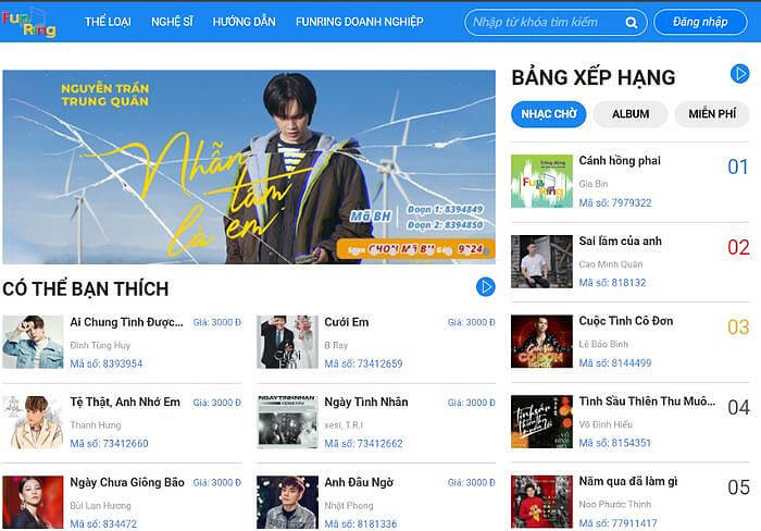 Website nhạc chờ FunRing của Mobiphone