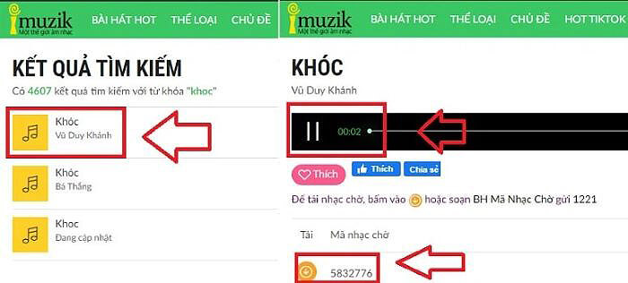 Tra cứu bài hát, mã số bài hát, nghe thử