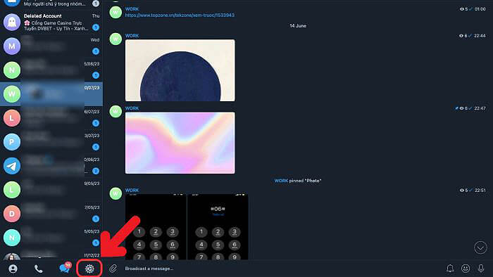 Chọn biểu tượng bánh răng