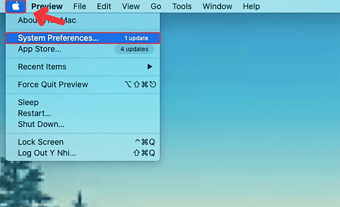 Chọn “System preferences”
