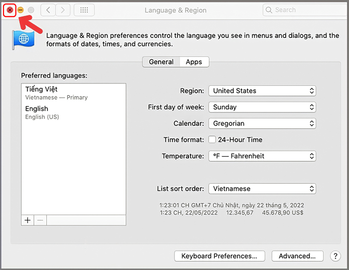 Chọn vào biểu tượng dấu “x”