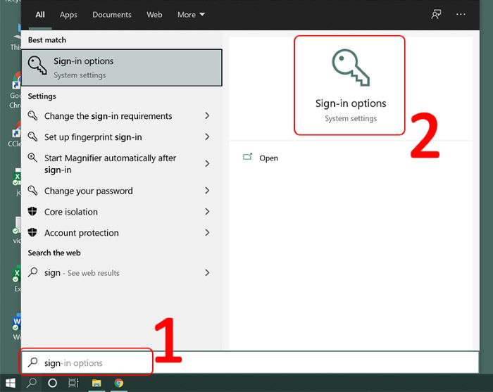 Truy cập vào “Sign-in options”