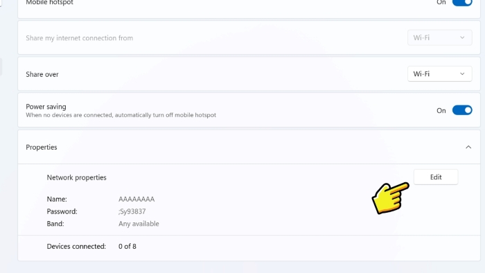 Chọn “Edit” để cài đặt tên wifi và mật khẩu