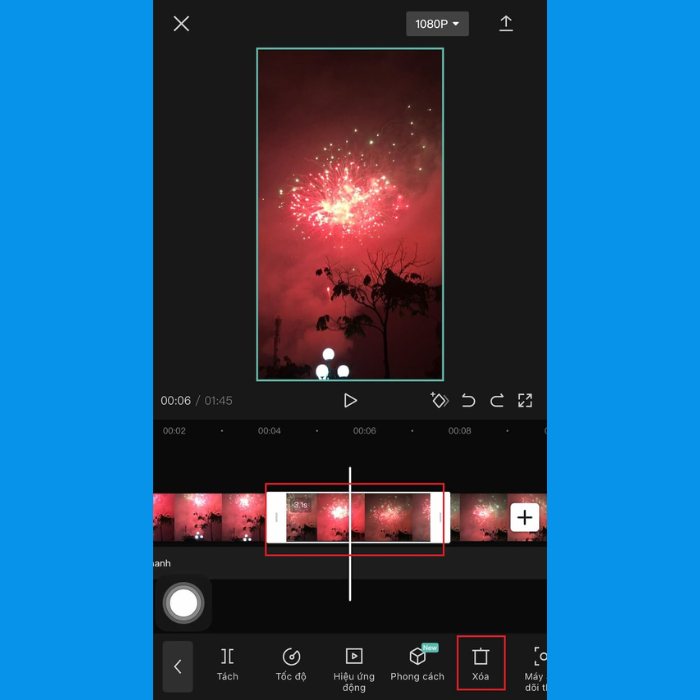 Chọn “Xóa” để xóa đoạn video không cần thiết