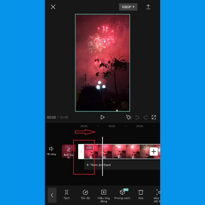 Kéo thả để chọn đoạn video muốn cắt