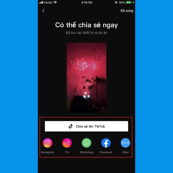 Chia sẻ video CapCut lên các nền tảng khác