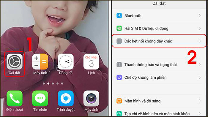 “Cài đặt” > “Các kết nối không dây khác”