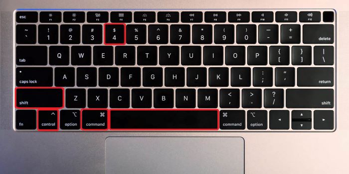 Nhấn Command + Shift + Control + 4 + phím cách