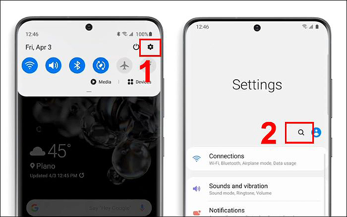 Vào “Cài đặt” > chọn vào biểu tượng tìm kiếm