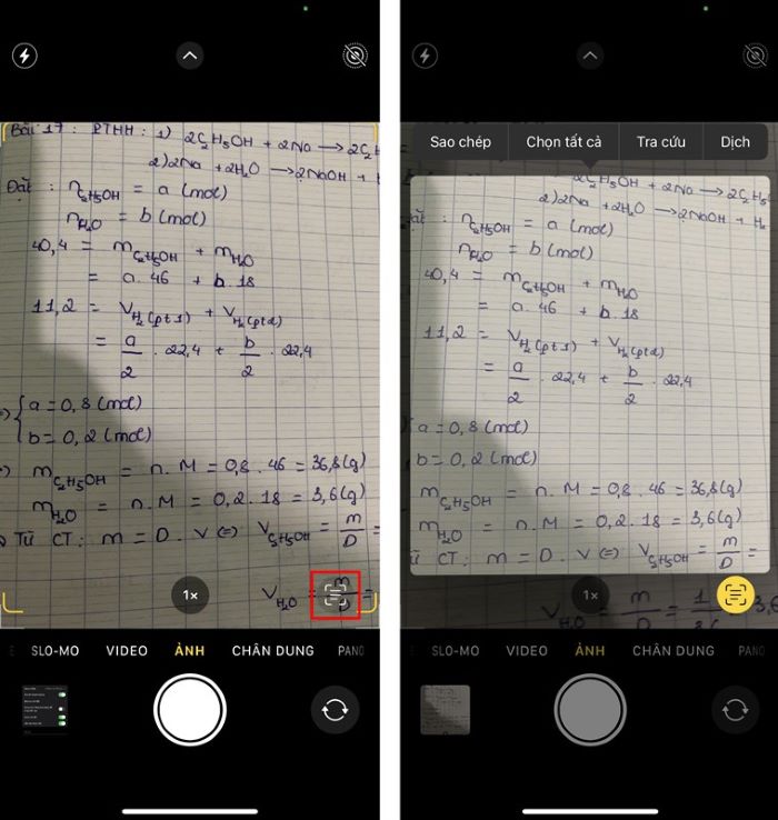 Quét văn bản > chọn thao tác với văn bản