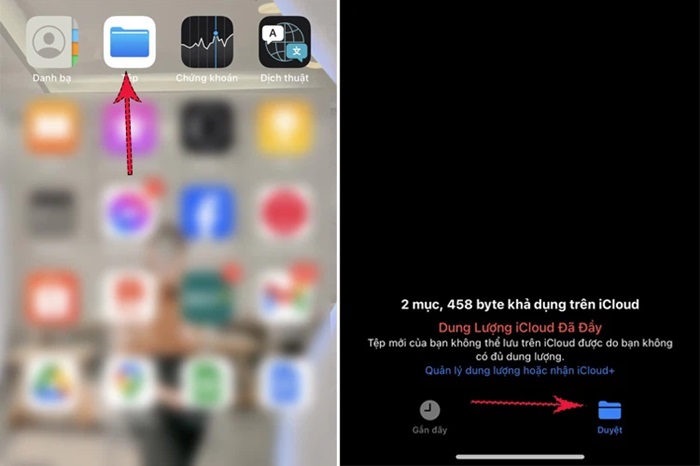 Mở ứng dụng “Tệp” > chọn “Duyệt”