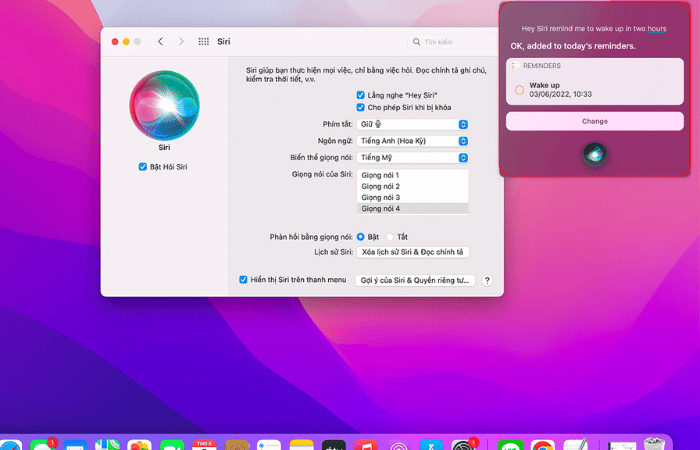 “Siri” thiết lập báo thức dựa trên câu lệnh của người dùng