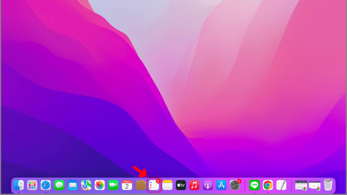 Mở ứng dụng “Nhắc nhở”