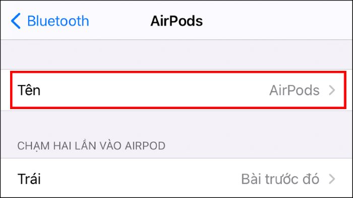 Chọn mục “Tên”