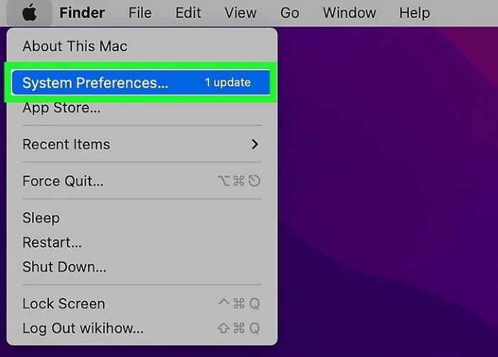 Chọn biểu tượng Apple > chọn mục “System Preferences”