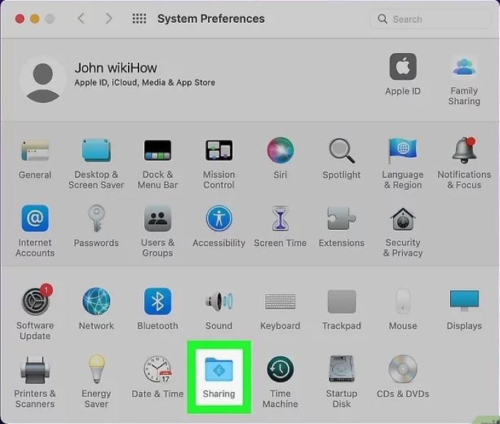 Chọn “Sharing”