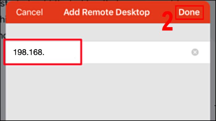 Nhập IP > chọn “Done”