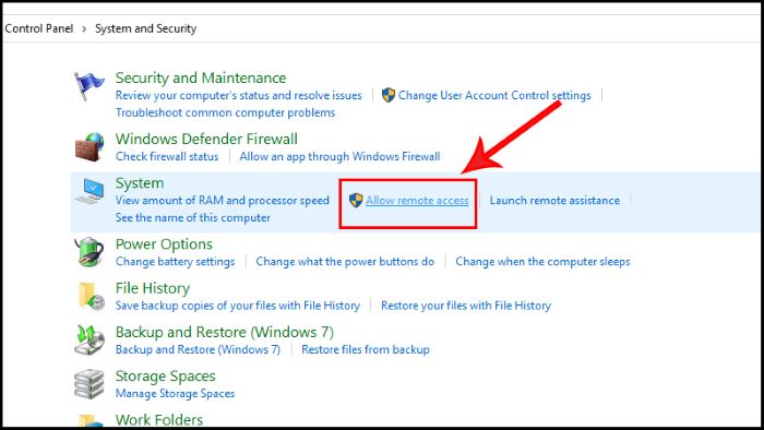 Chọn “Allow remote access”