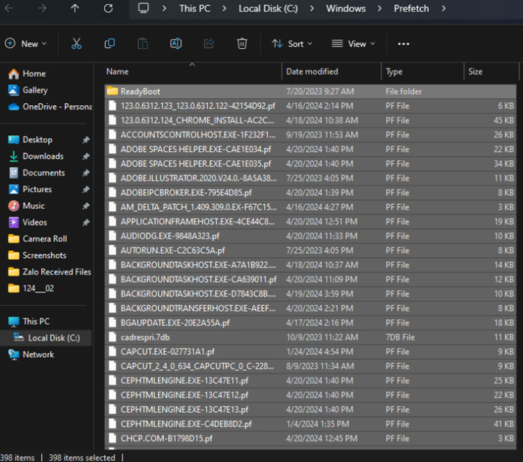 chọn “Delete” để xóa tất cả file