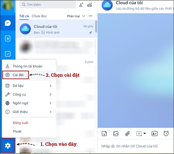 Chọn biểu tượng hình răng cưa > “Cài đặt”