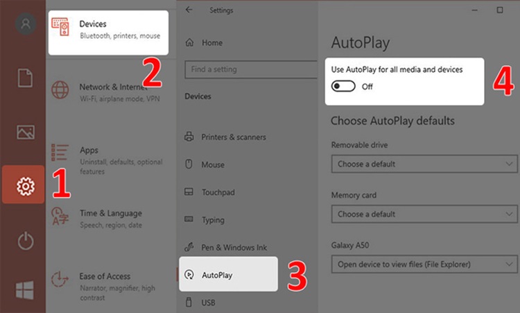 Tắt phát tự động với thiết bị bên ngoài