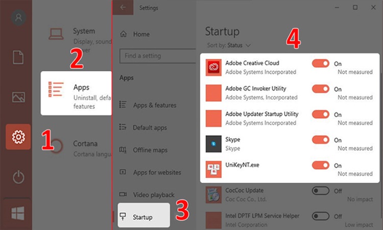 Tắt các ứng dụng khởi động theo Windows