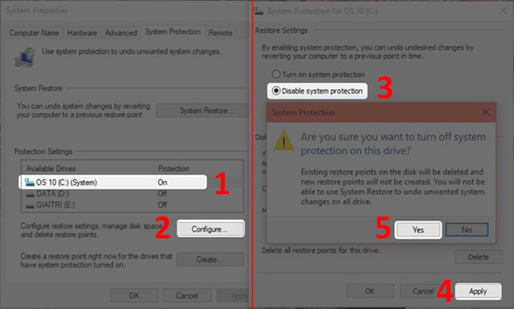 tắt System Restore