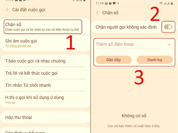 Chọn mục Chặn số và nhập số điện thoại muốn chặn