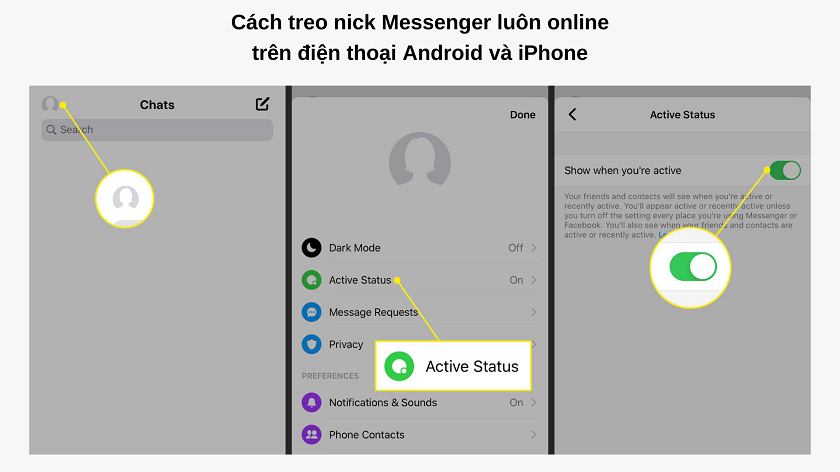 Cách treo acc Messenger trên điện thoại