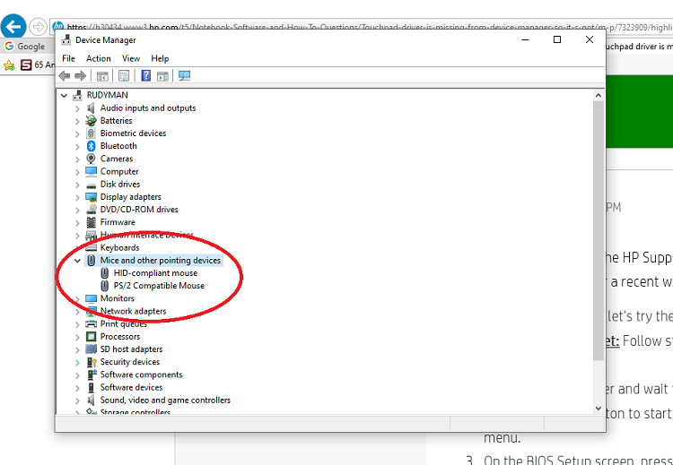 Cập nhật driver cho Touchpad