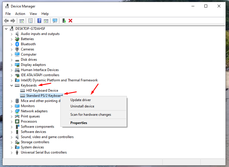 Cập nhật Keyboard Driver