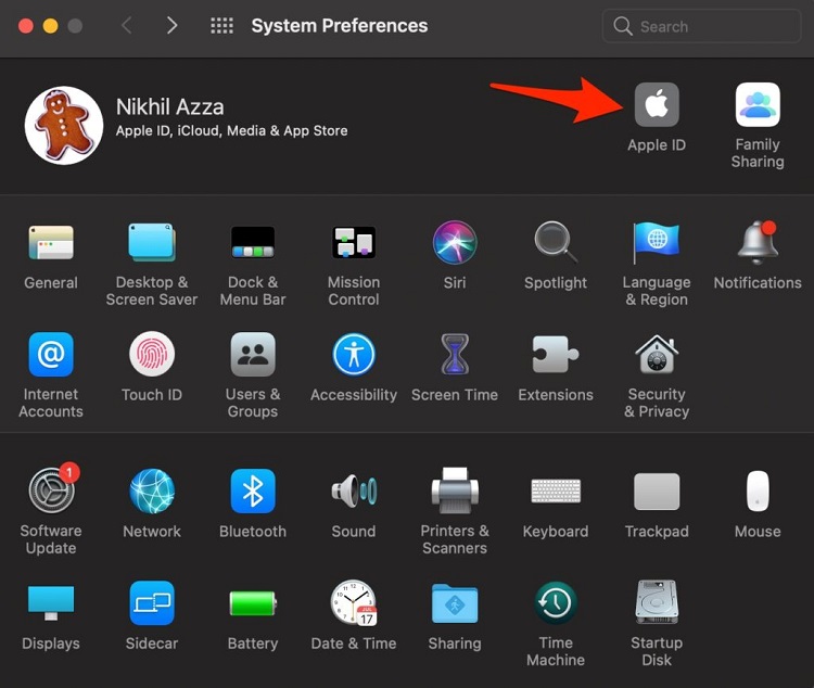 Nhấn chọn Apple ID