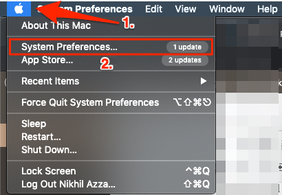 Nhấn chọn System Preferences