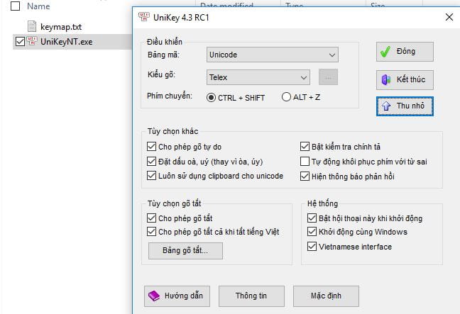 Kiểm tra phiên bản mới nhất của Unikey