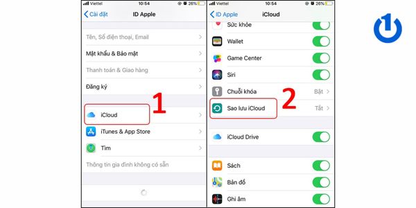 Vào mục Sao lưu iCloud
