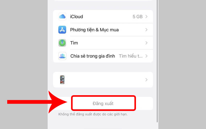 Đăng xuất khỏi ID Apple