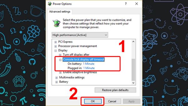 cách cài đặt thời gian sáng màn hình laptop