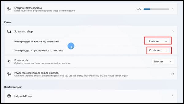 cách cài đặt thời gian sáng màn hình laptop