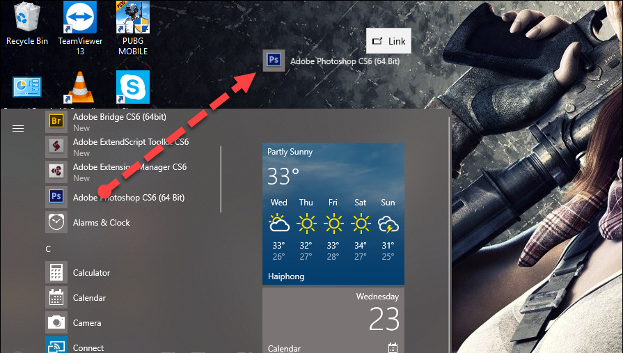 Kéo thả ứng dụng trực tiếp từ Start Menu