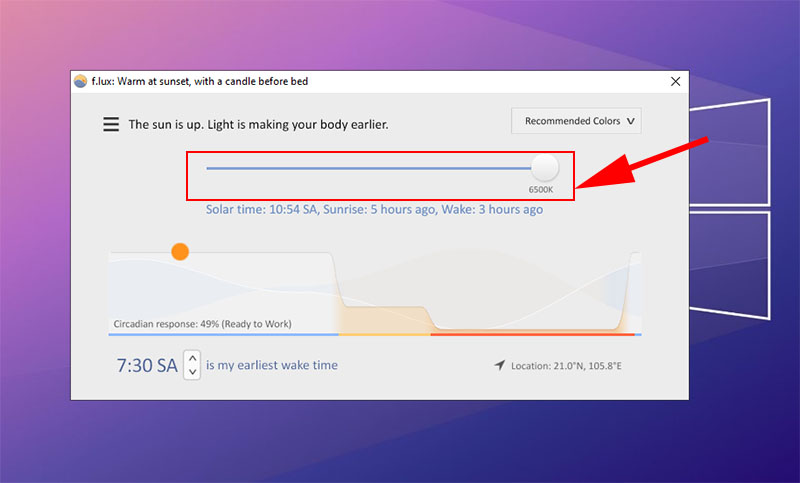giảm sáng màn hình laptop bằng f.lux
