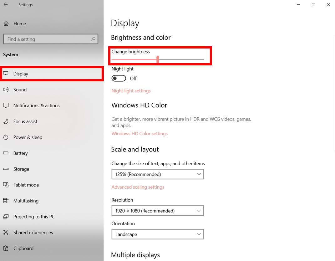 giảm sáng màn hình laptop bằng settings