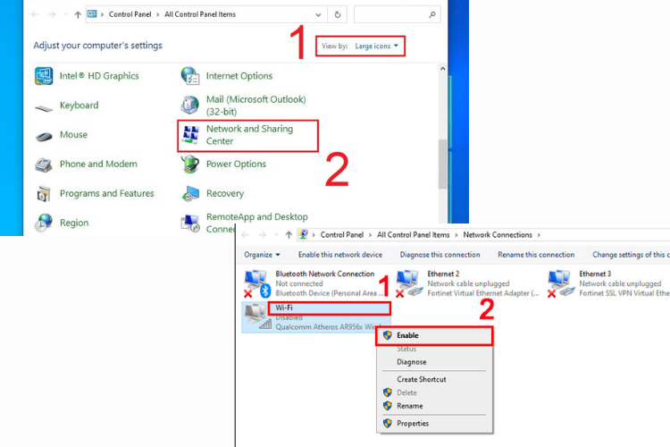 Kích hoạt WiFi trong phần Cài đặt Windows
