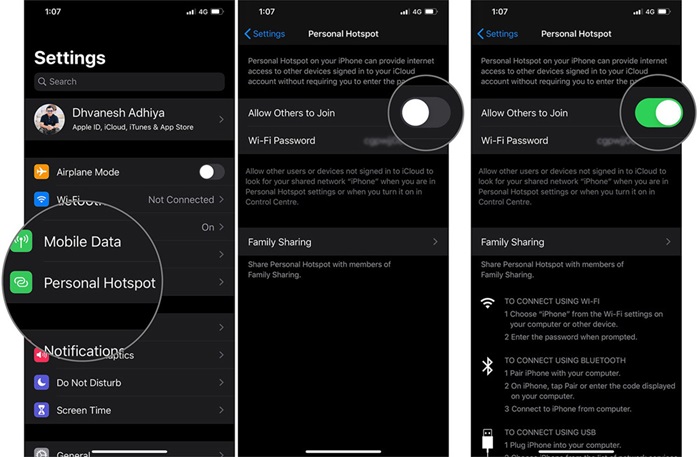 Chia sẻ 4G trên điện thoại iPhone