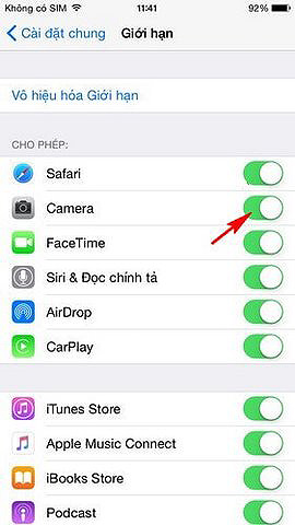 Cho phép Camera hoạt động