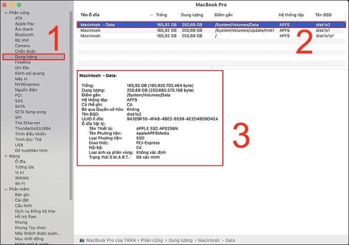 Kiểm tra dung lượng Macbook chi tiết