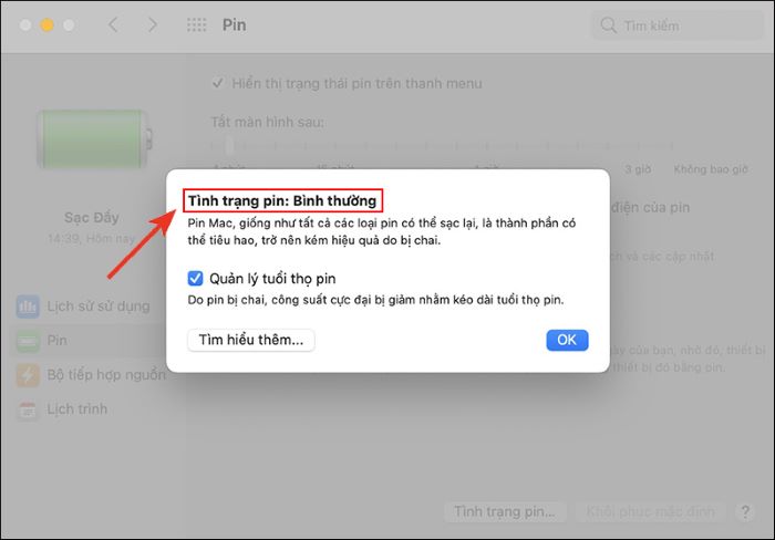 Tình trạng pin Macbook
